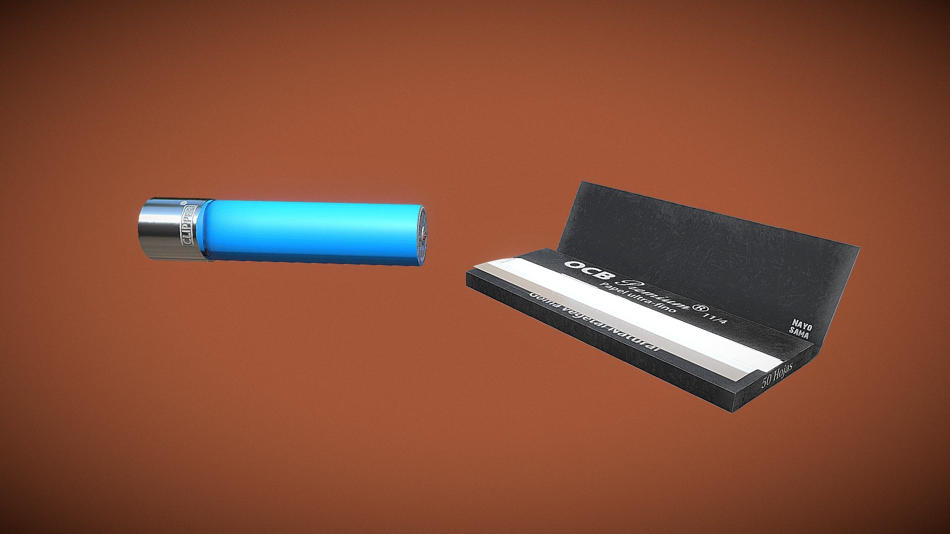 Lighter and Rolling Paper.
Made in 3dMax Painted in Substance Painter.