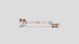 street props 67 AM211 Archmodels fence, traffic, urban, road, architectural, cone, sign, barrier, elements, props, models, divider, 3d, model, street