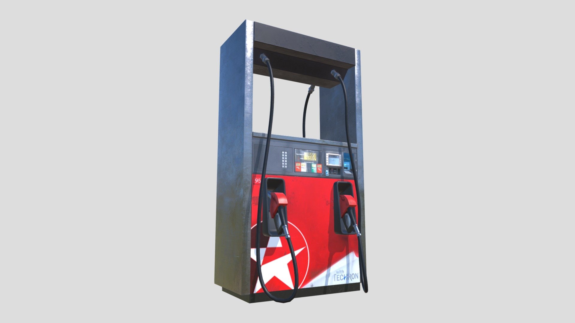 Fuel dispenser is a machine to pump gasoline, diesel, or other liquid fuels. Also known as fuel pumps.

Model in blender
Texture in substance