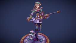 Cafe Cuties Caitlyn fanart, cute, lol, leagueoflegends, kawaii, league-of-legends, buddy, macaron, riot, riotgames, caitlyn, arcane, piltover, fanskin, character, girl, gun, league-of-legends-fanart