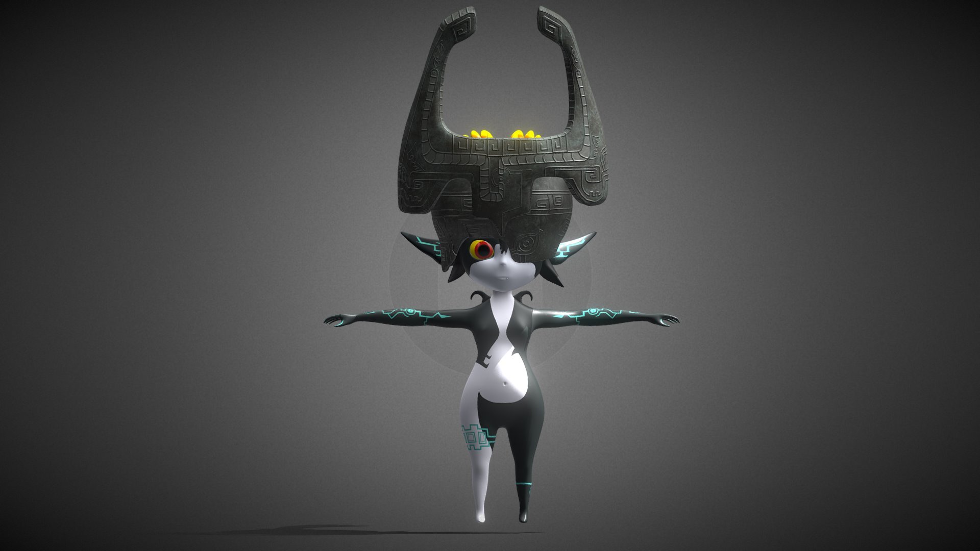 Midna is a character from The Legend of Zelda: Twilight Princess.
I have sculpted her in ZBrush, the Fused Shadow are made in Cinema 4D and both are textured in Substance Painter.
Everything is made and drawn by hand by me, except from two different generators on the Fused Shadow.
This is a school project!