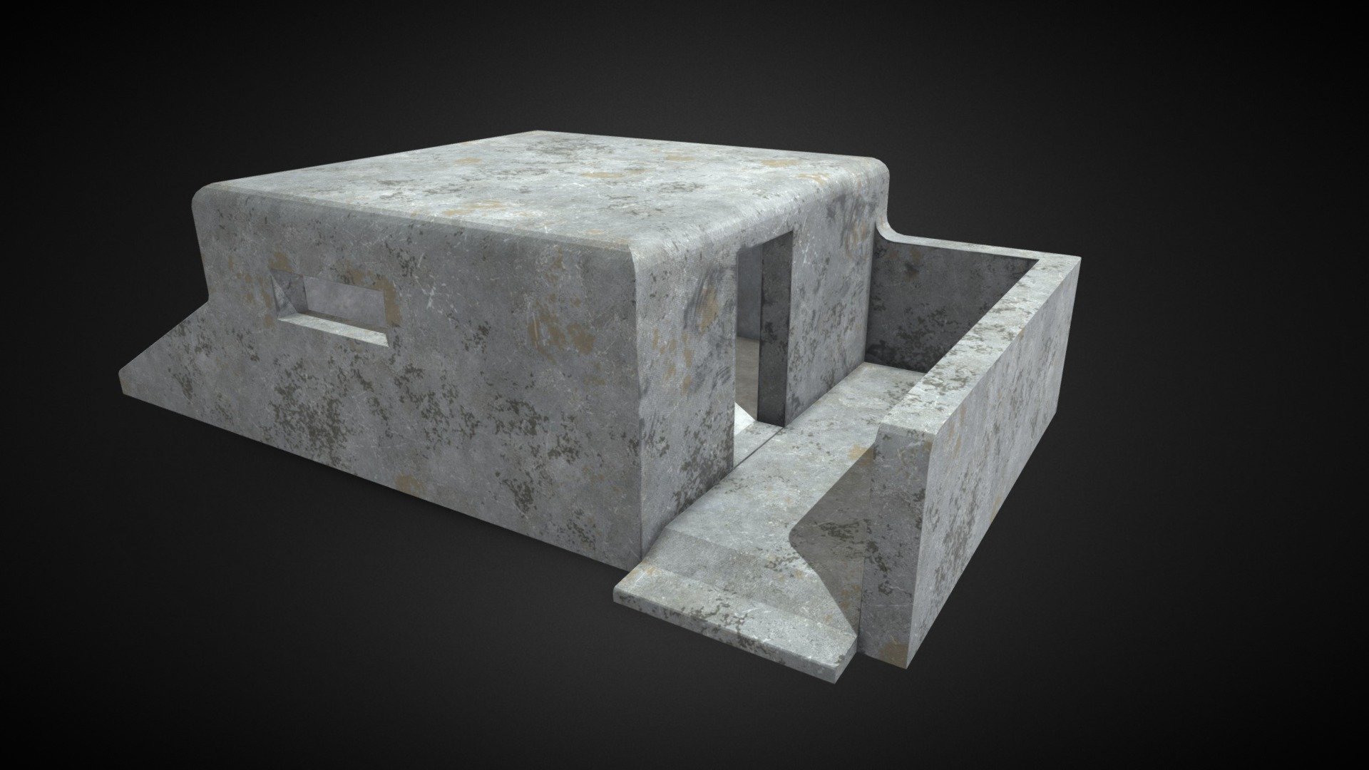 New version and full pack available here:
https://sketchfab.com/3d-models/ww2-field-bunkers-pack-f7077ed4ad494b31a50c691c12d13a71

WW2 Field Bunker

This is a reworked version of my previous simple bunker.
Modeled in Blender and textured with Substance painter.

Low poly &amp; Game Ready