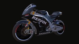 Honda RC213V gamedesign, motorcycle, honda, game-ready, 3d-max, pbrtextures, motogp, vehicle, substance-painter