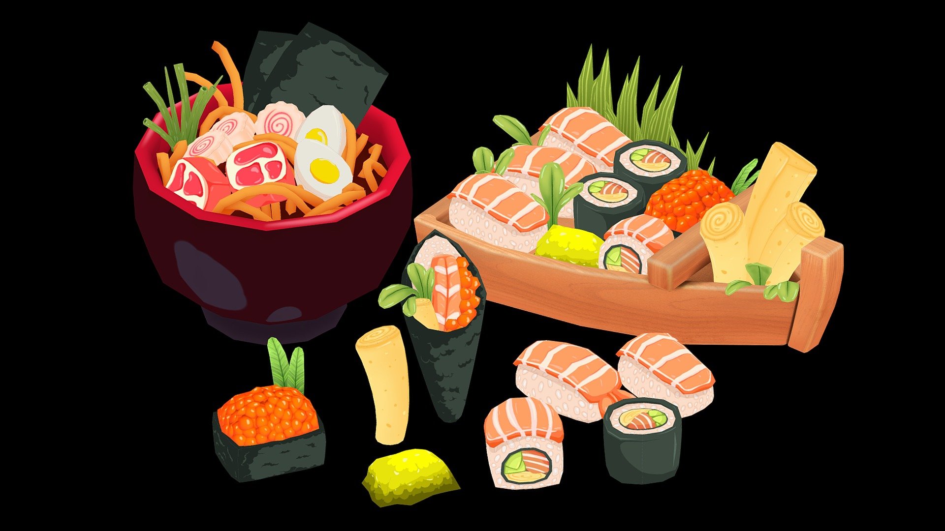 Unlit handpainted &ldquo;Asian Food
