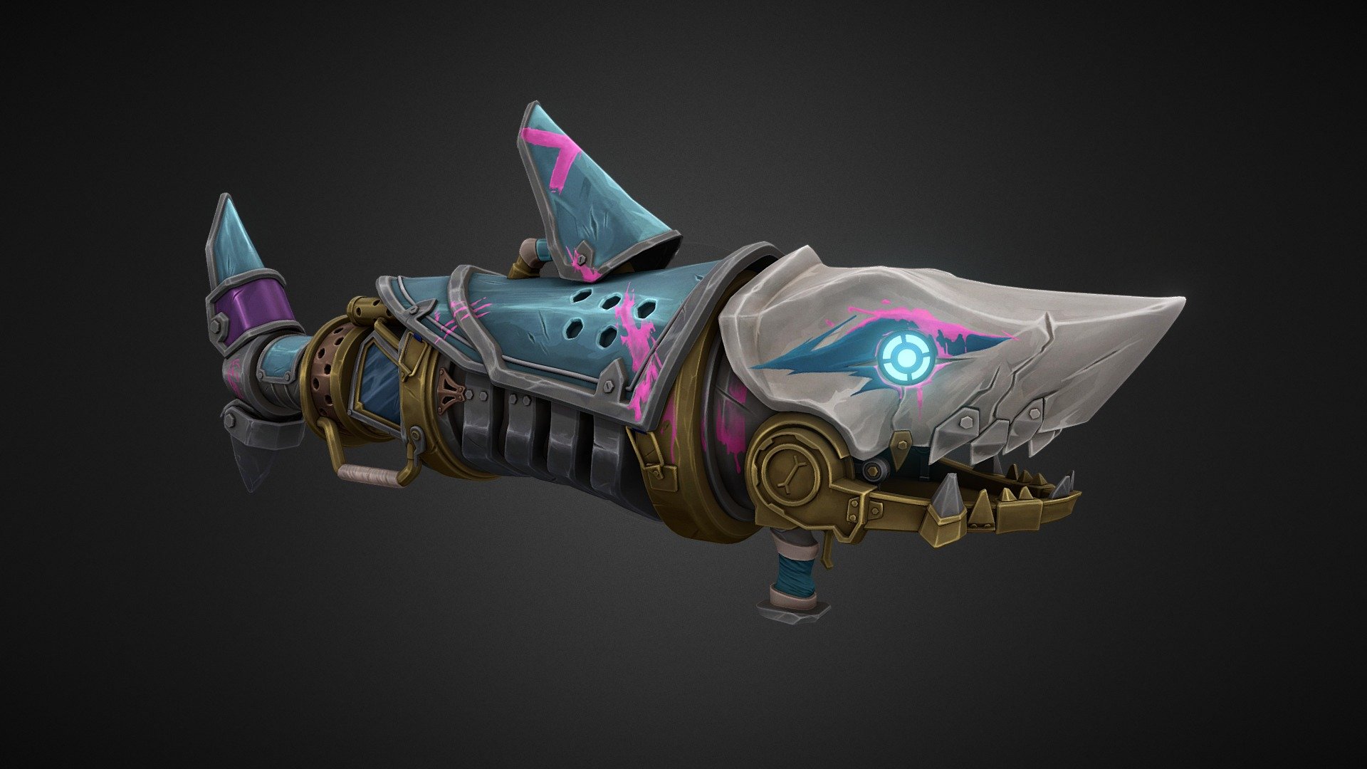 My artstation
https://www.artstation.com/artwork/n0wRPX

This is my most recent personal project to practice handpainted textures.
Creating this fan art from the show Arcane has been an amazing journey that I've thoroughly enjoyed. 
I really like the distinct style of the show and it was super fun trying to recreate it. 
The process of making this piece has been very rewarding, and the challenges encountered along the way have only helped me to grow as an artist.

The reference images is done by Arnaud-Loris Baudry
https://www.artstation.com/artwork/aG0Dkq