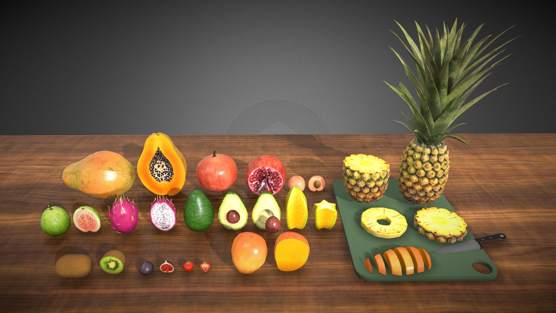 Fruits Pack contains low poly 3D models of fastfoods with High Quality textures to fill up your game environment. There are in all 10+ unique fruits with PBR textures in this package. The assets are VR-Ready and game ready . 

For Unity3d (Built-in, URP, HDRP) Ready Assets visit our Unity Asset Store Page

Enjoy and please rate the asset!

Contact us on for AR/VR related queries and development support

Gmail - designer@devdensolutions.com

Website

Twitter

Instagram

Facebook

Linkedin

Youtube