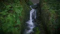 waterfall between walls raw, archviz, feature, scenery, beauty, natural, walls, vr, foliage, water, moss, stones, mossy, stream, rocky, waterfall, covered, creek, greenery, bound, between, framed, landscaping, tranquil, ferns, woodland, clad, cascade, lush, verdant, metashape, agisoft, photogrammetry, scan, environment, wall, picturesque, surroundings, encased, leizaran, cascading, flanked