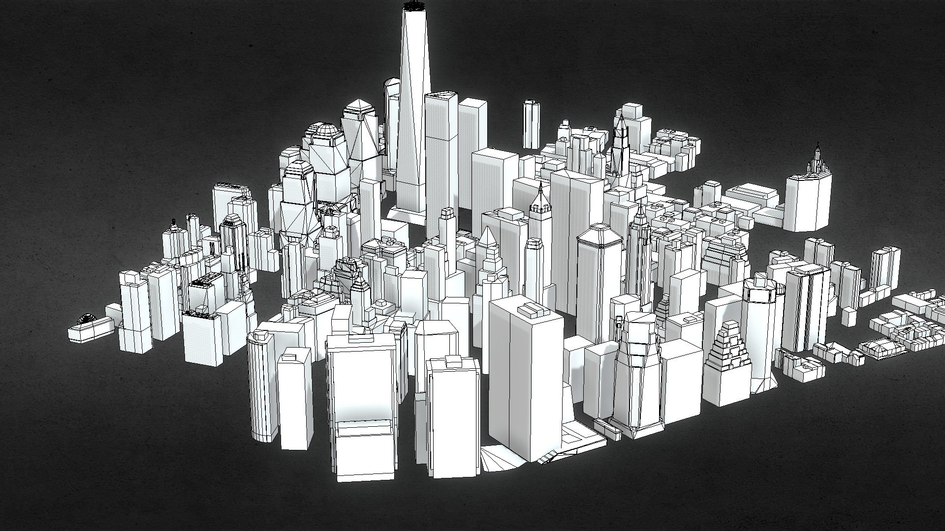 A visualisation of the lower Manhattan district, NYC