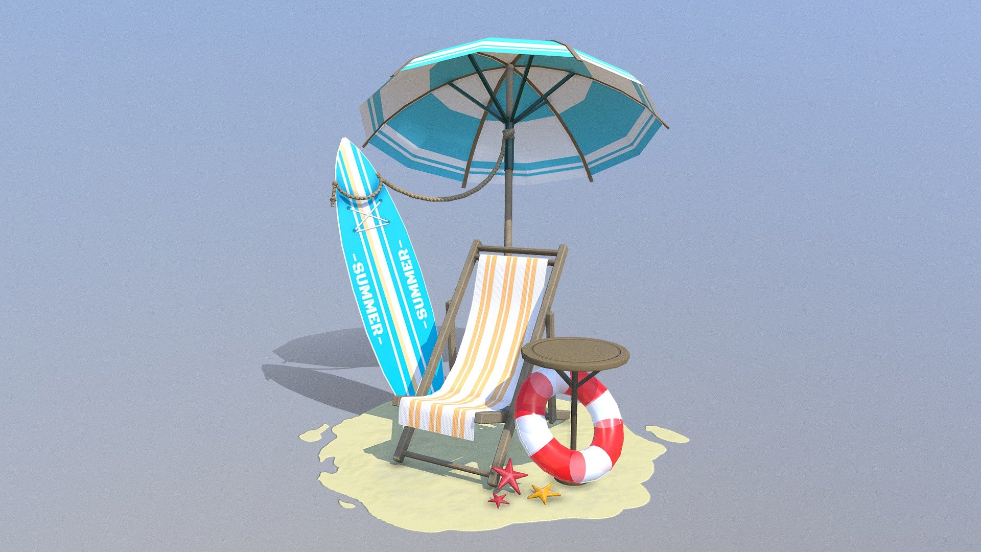 Low-poly Beach Scene

Modeled in Maya, UV mapped and textured.

Available Format: OBJ, FBX

Thank you so much for your interest!