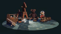 Wooden toys train, wooden, kid, vintage, toys, child, teddybear, old, toolbox, childrensroom, horse, car, wood, tools-toolbox, roly-poly