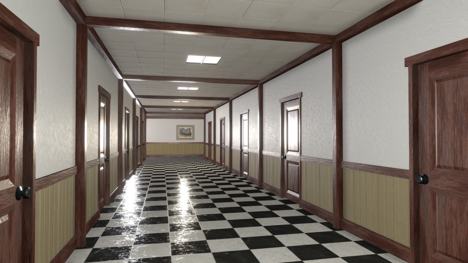 Building Hallway Interior Scene
of Office, Hotel, Motel, Business, School, etc.  I have other &ldquo;Hallway