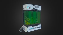 GlaSsTanK Planter scene, green, plant, experiment, fiction, plants, biology, lab, cyber, experimental, foliage, bio, planter, tnak, glass, technology
