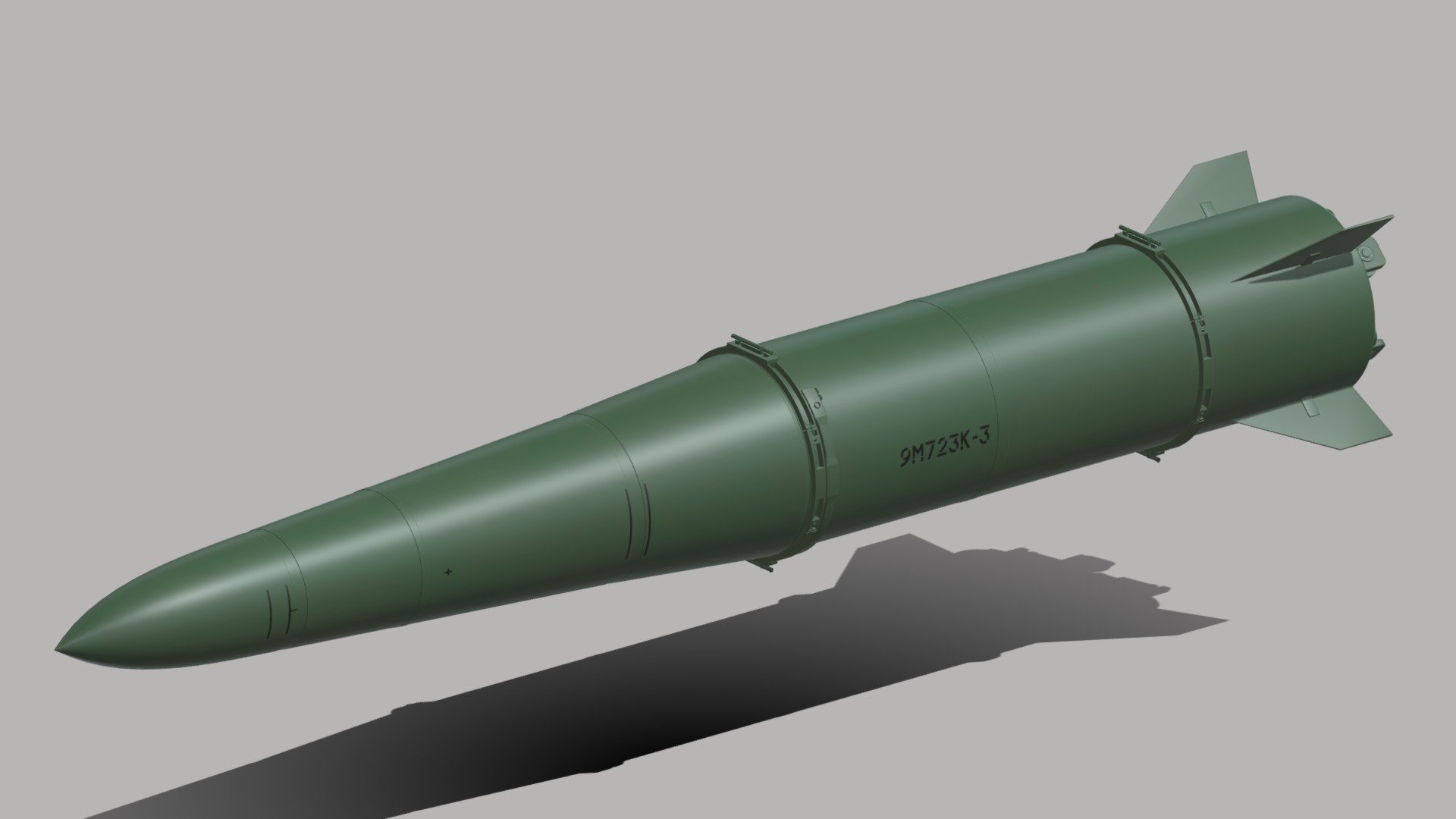 The upgraded missile designated 9M723K for the Iskander-M missile system. Modelled by Selena3D.