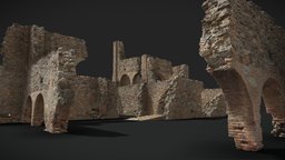 Brick Ruin Complex PBR Scans tower, ruin, historic, drone, brick, medieval, photorealistic, big, huge, collection, old, scanned, models, destroyed, large, various, 3d, scan, stone, building, modular, industrial, wall, abandond, noai