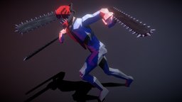 Chainsawman chainsaw, manga, blockbench, denji, lowpoly, low, poly, man, anime