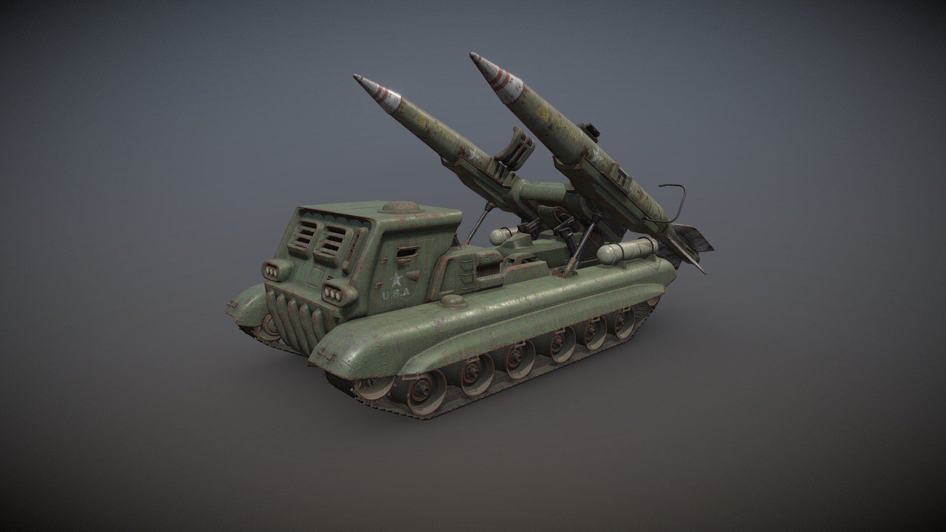 Blast off with the Military Missile Launcher: Atom-Punk inspired from unused concept art. High-low poly build with PBR Metallic/Roughness textures. Ideal for mods &amp; games alike.

See more of my artwork on my ArtStation:

https://www.artstation.com/edgeuk90

Notice: Incorrect download / ripping of this content will result in a DMCA being filed against you.