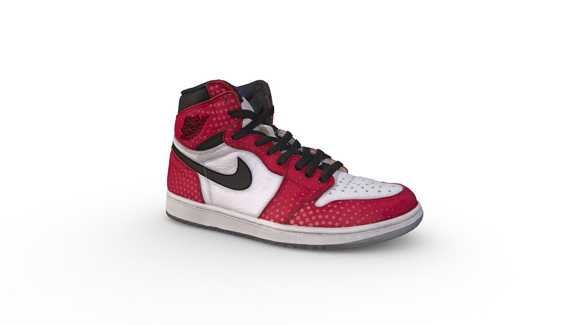 3D Scan of Jordan 1 Retro High Spider-Man Origin Story

If Spider-Man was a sneaker head, he probably would be rocking the Jordan 1 Retro High Spider-Man Origin Story. This AJ1 comes with a white upper plus red accents, black Nike “Swoosh”, white midsole, and translucent sole. These sneakers released in December 2018 and retailed for $160.