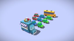 Lowpoly vehicles vehicles, icecream, autobus, lowpoly, car