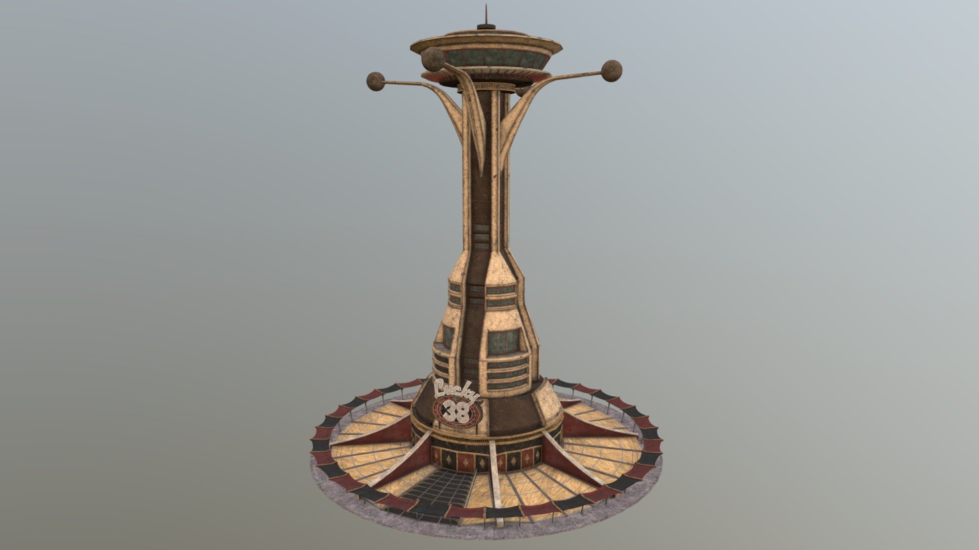 Recreated the Lucky 38 Hotel &amp; Casino seen in the game Fallout: New Vegas.

Used Maya to 3D model with the help of referenced images from the game. Substance Painter to texture/paint. 

More Project info: Lucky 38 Page