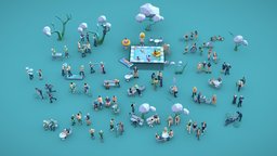 Low-Poly People Mega-Pack Rigged 3D Characters kids, archviz, biped, women, pack, elder, young, fbx, old, casual, men, bundle, real-time, formal, constructor, character, unity, architecture, 3dsmax, lowpoly, low, poly, city, rigged, professions