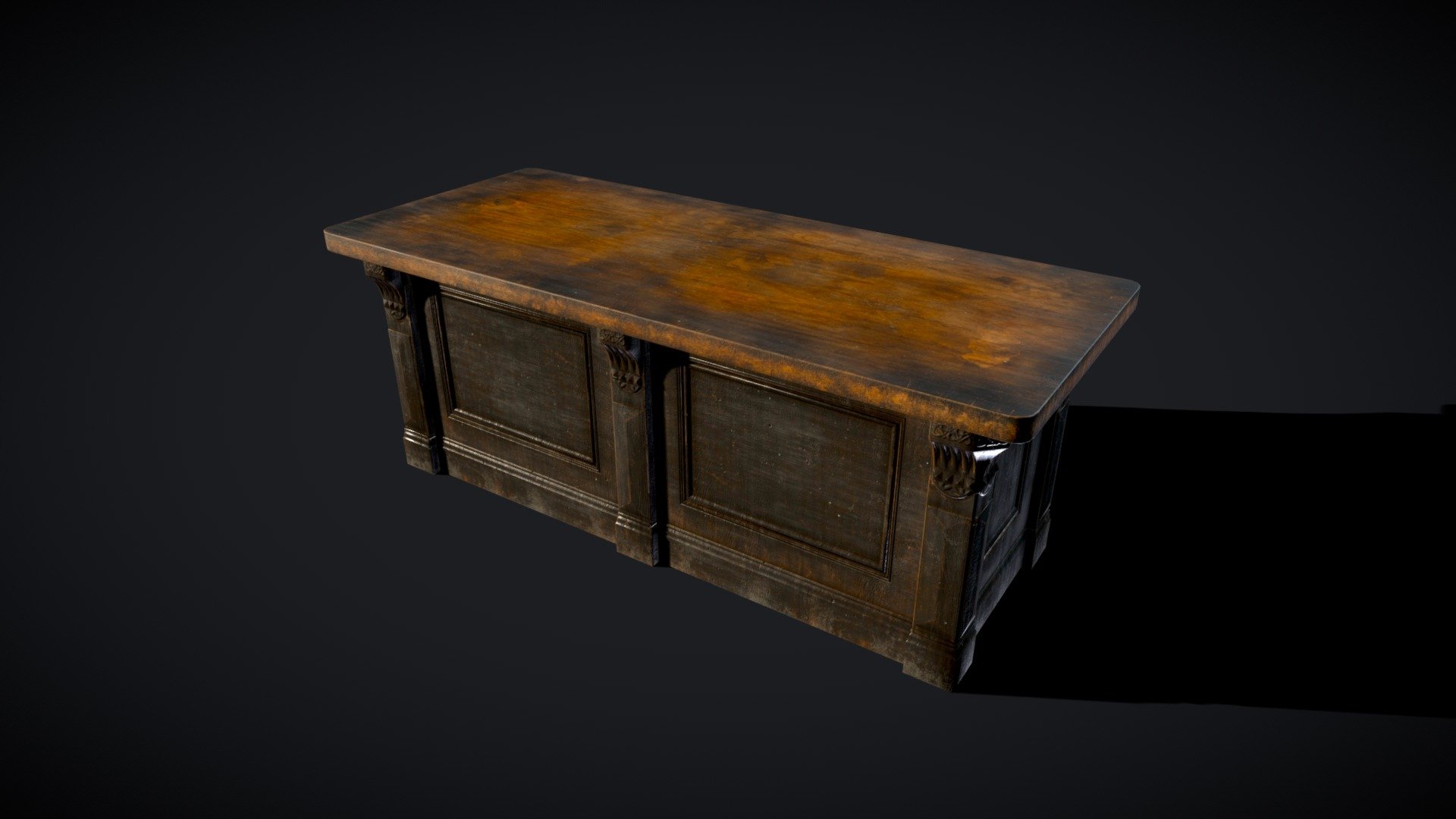 An old, painted victorian coutner made to fit in a cover letter scene from the 1890s