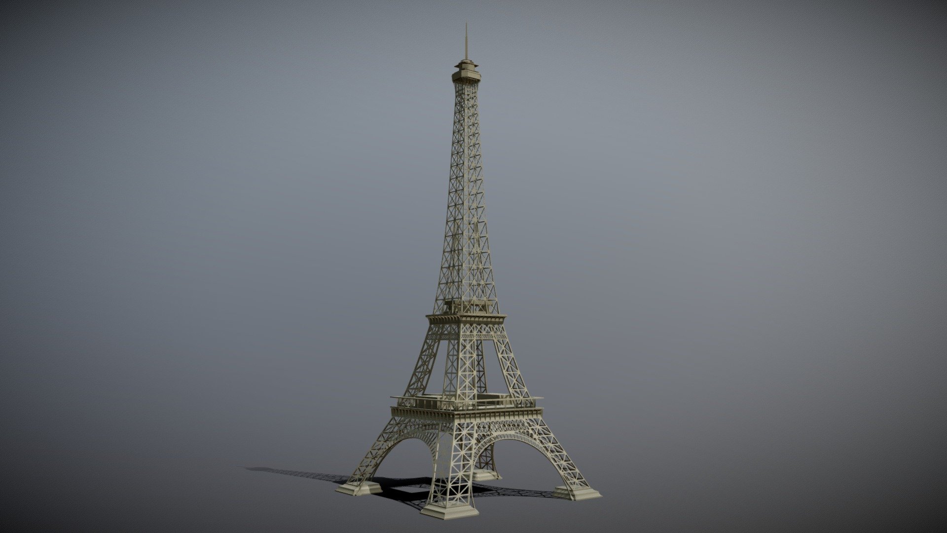 Simple model of the Eiffel Tower located in Paris France.

For color model : #9E967A (real color)