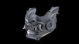 Samurai Mask IV - 3D printing V1 stl, prop, samurai, 3dprinting, mask, kabuto, japanese, mempo
