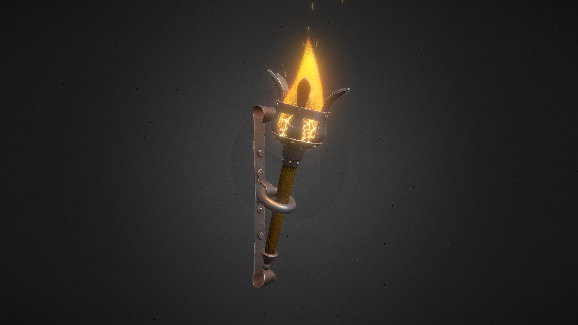 Stylized medieval torch with wall mount. This game ready model works excellent in stylized dungeon or castle environments. Fire mesh is included, but it is purely decorative with no UV's.



-Meshes:




-Torch -1653 Verts /1549 Polys /3034 Tris

-Wall mount - 1152 Verts / 1156 Polys / 2240 Tris

-Coal - 1001 Verts / 1994 Tris

-Fire meshes - 420 Verts / 414 Polys / 748 Tris






-PBR 2k Textures

-3dsMax19 file included with separated torch, wall mount and coal meshes.
