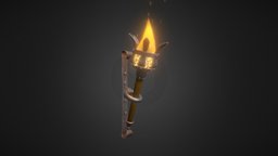 Medieval Stylized Torch torch, castle, dungeon, medieval, 2k, fire, coal, brazier, pbr, lowpoly, stylized, fantasy, light, gameready