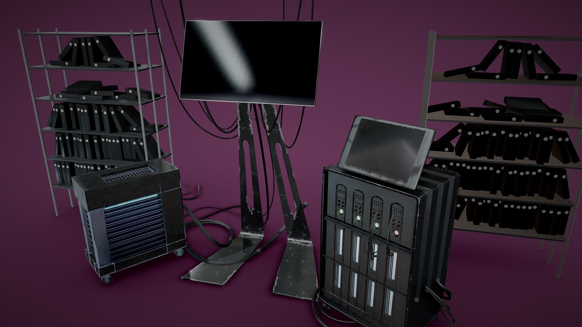 These props are created for a scifi theme project I am working on right now. 

All the gadgets are textured, the shelf is set up by basic materials. 
The PBR textures are baked in Substance Painter in 4K Res.,
and the mesh are modeled in Blender.

My Instagram: 
https://www.instagram.com/szatmarizoltan

My Youtube channel:
https://www.youtube.com/channel/UCOSO8pk_4PPI0jnFlUkybmQ