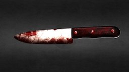 Old Bloody Kitchen Knife - Black Handle blood, games, bloody, obj, metal, kitchen, kitchenknife, spatter, knife, asset, blade, horror