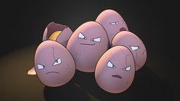 Exeggcute pokemon cute, pokemon, exeggcute, cartoon, creature, stylized