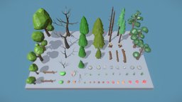 Low Poly Trees Grass and Rocks trees, tree, landscape, forest, plants, mushroom, flower, assets, pine, rocks, flowers, graffiti, gamedev, mushrooms, nature, game-asset, game, lowpoly, low, poly, plane, rock, environment
