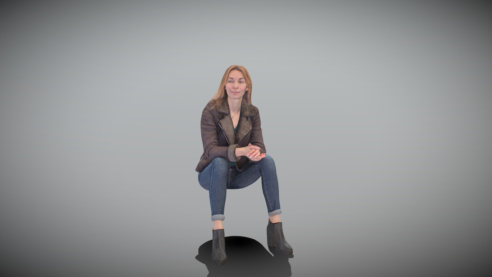 This is a true human size and detailed model of a beautiful young woman of Caucasian appearance dressed in casual style. The model is captured in casual pose to be perfectly matching for various architectural, product visualization as a background character within urban installations, city designs, outdoor design presentations, VR/AR content, etc.

Technical specifications:




digital double 3d scan model

150k &amp; 30k triangles | double triangulated

high-poly model (.ztl tool with 5 subdivisions) clean and retopologized automatically via ZRemesher

sufficiently clean

PBR textures 8K resolution: Diffuse, Normal, Specular maps

non-overlapping UV map

no extra plugins are required for this model

Download package includes a Cinema 4D project file with Redshift shader, OBJ, FBX, STL files, which are applicable for 3ds Max, Maya, Unreal Engine, Unity, Blender, etc. All the textures you will find in the “Tex” folder, included into the main archive.

3D EVERYTHING

Stand with Ukraine!