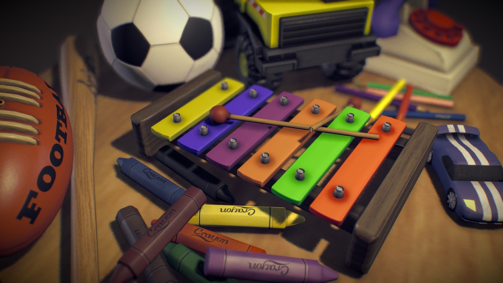 Various game scene assets created for a school assessment. PBR textured. made using Maya, Marmoset Toolbag &amp; Photoshop.