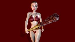 Girl 16 - Girl walking with baseball bat , , woman, catwalk, bikini, underwear, baseballbat, girl, female, animation, robot, rigged