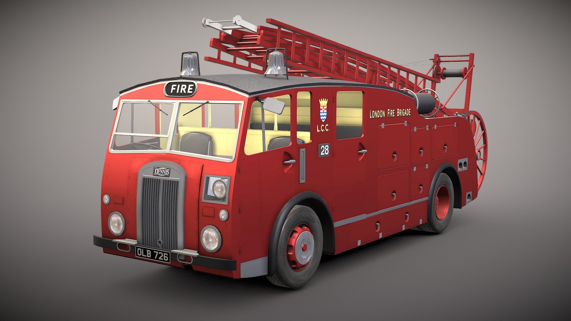 DING DING DING DING&hellip; WHERE'S THE FIRE?!

HAVE NO FEAR! THE FIRE BRIGADE ARE HERE TO SAVE THE DAY IN THEIR DENNIS F12!

Powered by a Rolls-Royce straight-eight 5.7-litre engine, these aluminium bodied on wooden frames pump-escapes are considered to be the first modern postwar appliances by the fire crew!



About this model:

Game-quality, simplified and not 100% accurate compare to it's reallife counterpart, this 3D model is suitable for use in smaller projects or as a background prop.

A Middlesex Fire Brigade version can be found here:
https://sketchfab.com/3d-models/dennis-f12-middlesex-ver-9d9ff8f8199242848c9c6f08502e562d

Please note that the side of the models are mirrored and shared/overlapped UV. So you might consider to look out on these especially if you make custom textures with normal maps.

Turbosquid version can be found here with more variations:
https://www.turbo squid.com/3d-models/3d-model-dennis-f12-fire-engine-2127954 (no space)