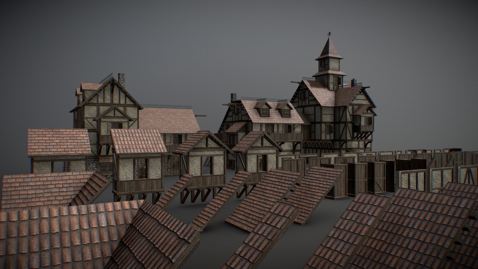 Pre-setup files for Unreal Engine 5, Maya Arnold and Blender in the additional file.
Unity coming soon.
Blender files makes use of the Asset Browser for easy use.

This Asset pack contains tons of medieval walls and other pieces to make your own medieval houses for your scene, film, game, etc&hellip;
it also contains:
* Couple of props to place in the houses or on the street. (there will be more props added through time for free for those who purchased this pack)
* Vegetation like tree's and grass.
* Materials so you can make your own models with these textures.
* Presets (pre-made buildings, more will be added in the near future)

Thanks for purchasing my Modular Asset Pack, if you have questions or request for models for this pack, comment below.