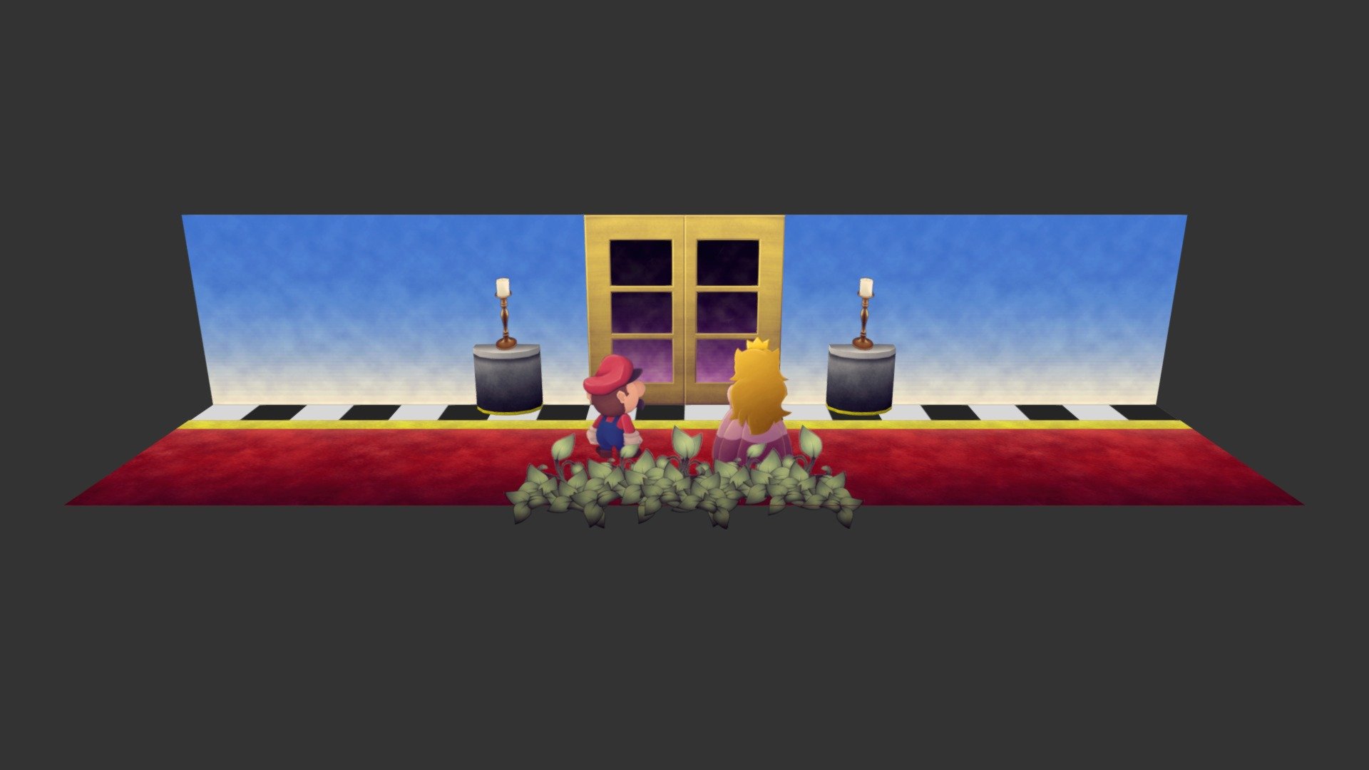 About the Model:
I challenged myself to create a simple but entire scene; I wanted to identify areas specific to the 3D workflow where my knowledge and skill was lacking.

About Paper Mario:
At the beginning of the game, Bowser raises Peach's castle into the sky using the power of the Star Rod, which he stole from the legendary seven stars.

Author's Notes:
You are free to download this model for any purpose, forever!