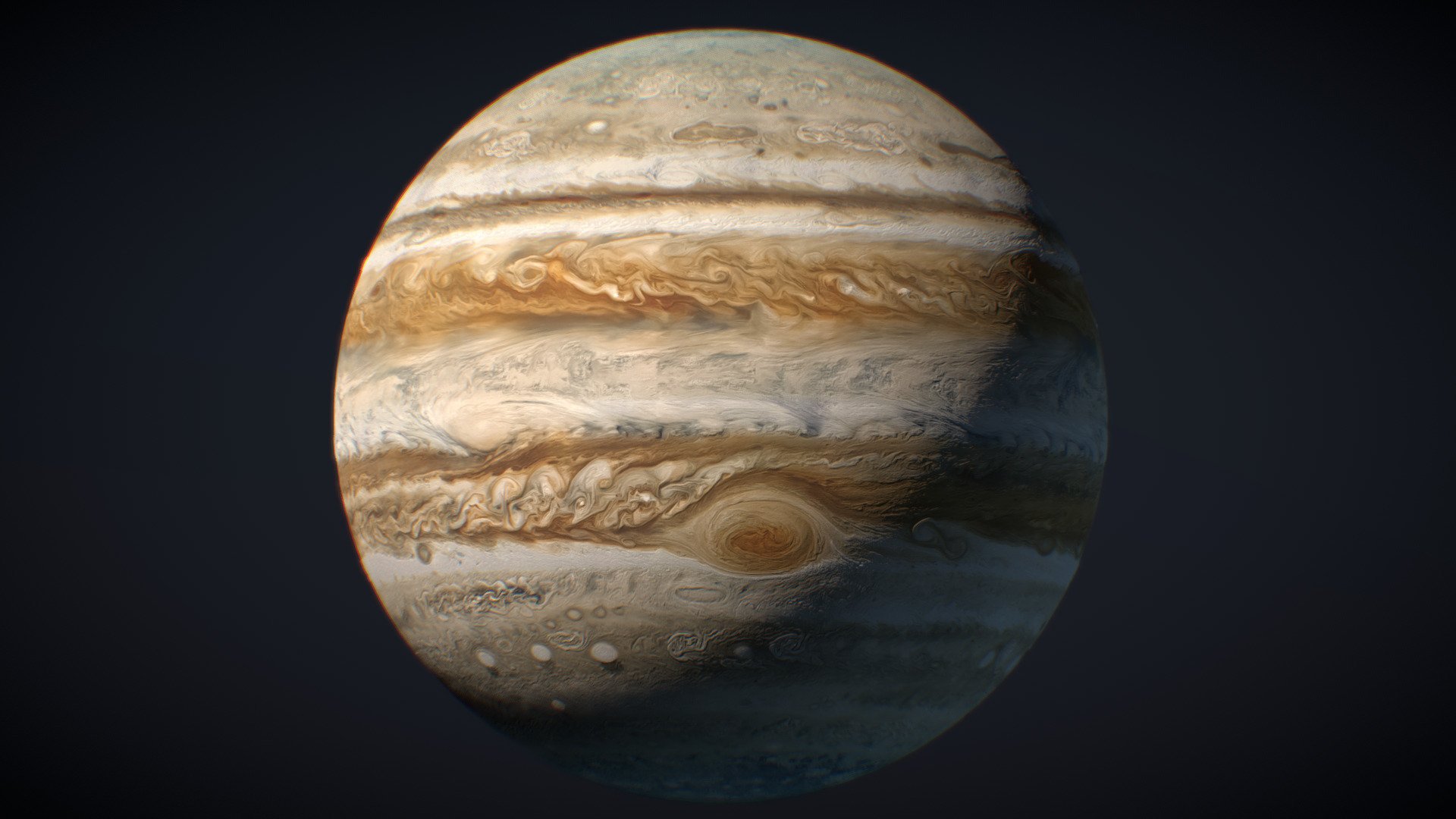 A 3D globe of the planet Jupiter