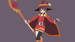 Megumin b3d, animegirl, megumin, anime3d, konosuba, character, girl, blender, witch, anime, rigged