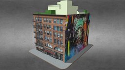 Little Italy Manhattan Corner Building 03 cafe, hotel, restaurant, urban, chinatown, market, apartment, skyscraper, newyork, town, cityscape, new-york-city, game, lowpoly, house, city, building, street, shop, lower-manhattan, little-italy