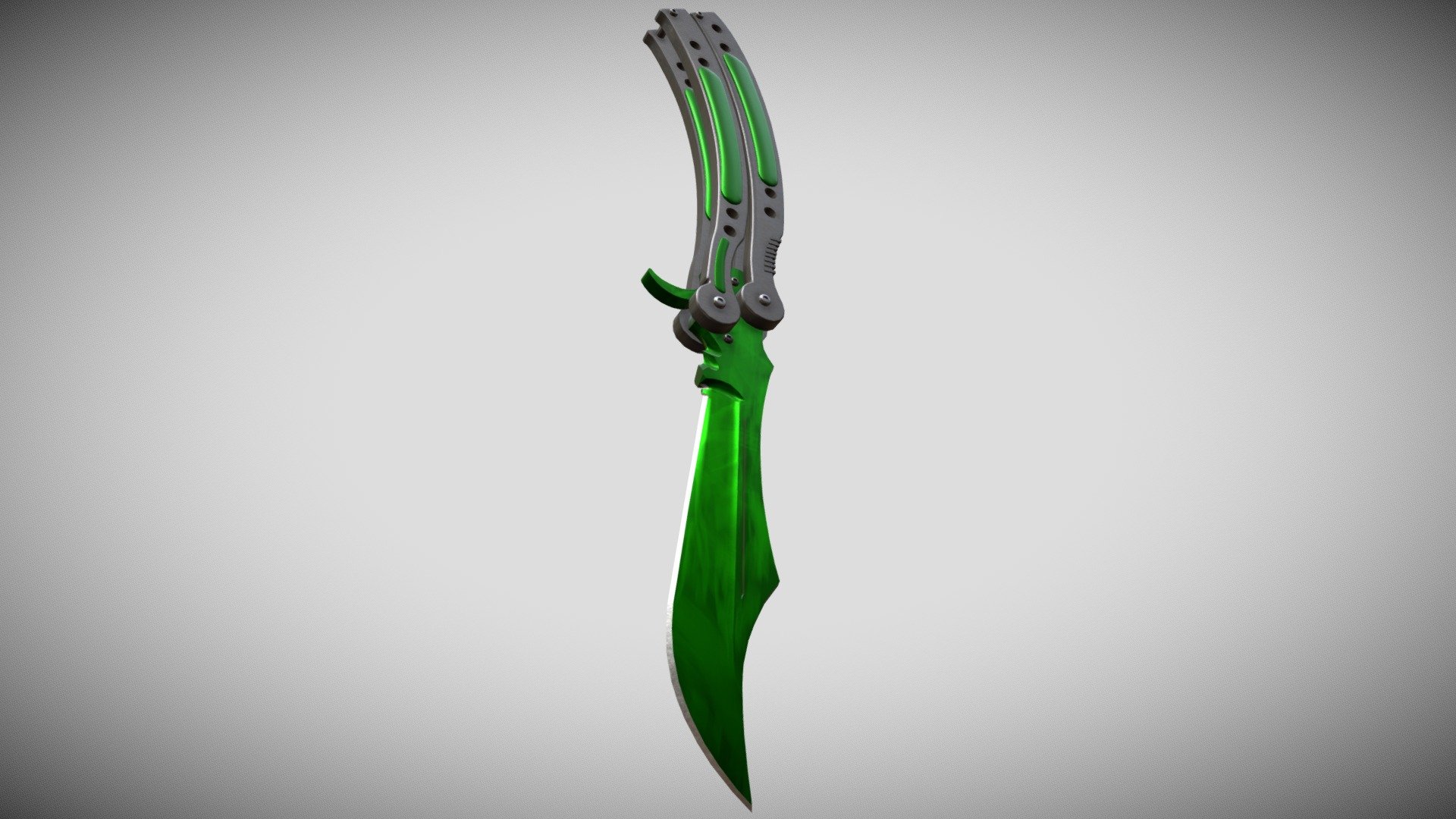 Butterfly Knife from CS:GO with emerald pattern Model made in Autodesk MAYA, textured and rendered in Substance Painter