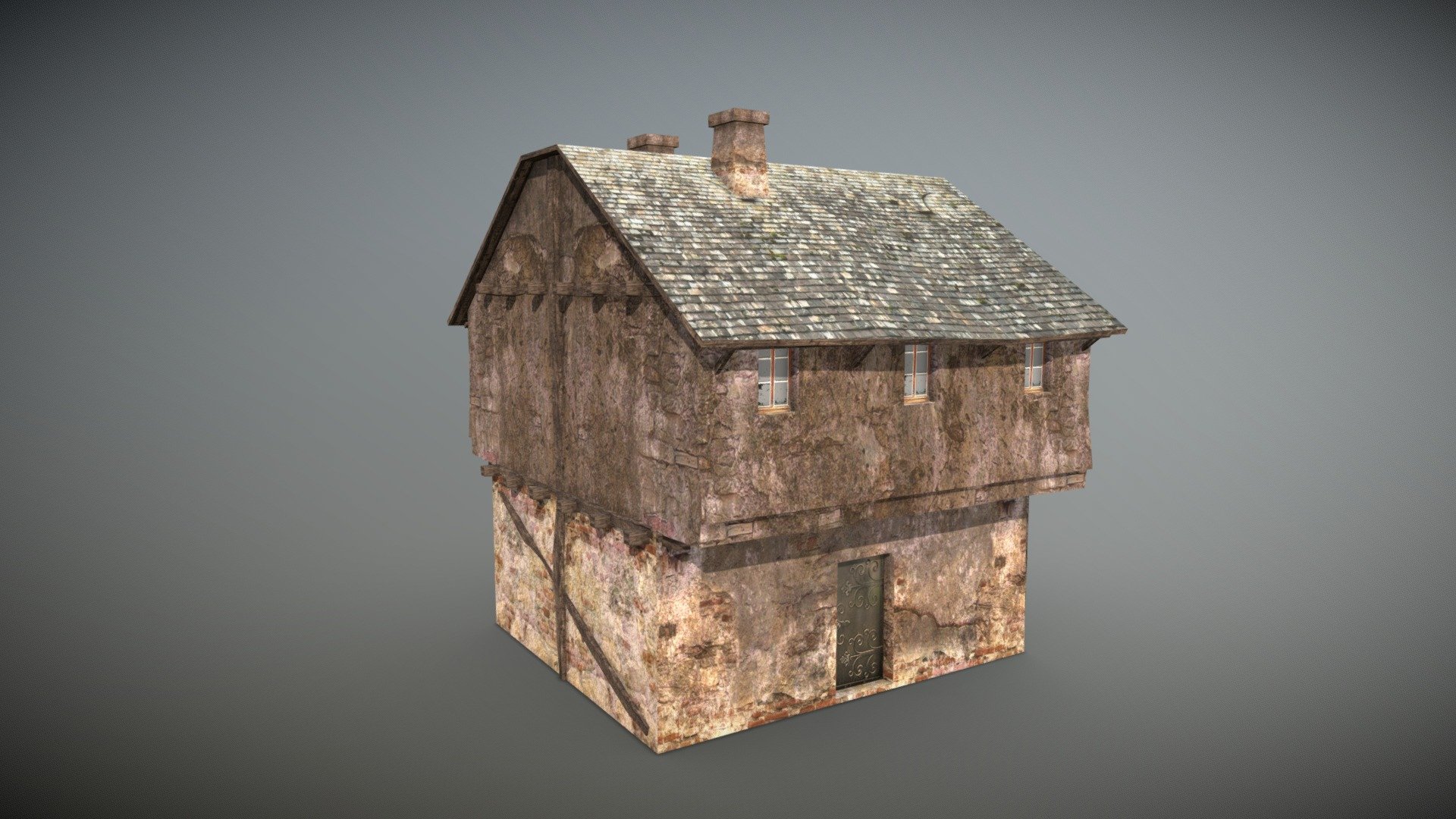 Gameready model with only 1 material.

Included Albedo, Specular, Ambient-Occlusion and Normal maps.

The house has an exterior only, no interior!

Number of materials: 1

Number of textures: 3

Textures size: 2048 * 2048 px 

Polygon count: 1526
