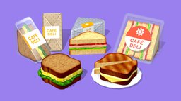 Cafe Sandwiches food, cafe, sandwich, lunch, deli, sandwiches, handpainted, unity, unity3d, cartoon, lowpoly, modular, grilledcheese, eggsalad, noai