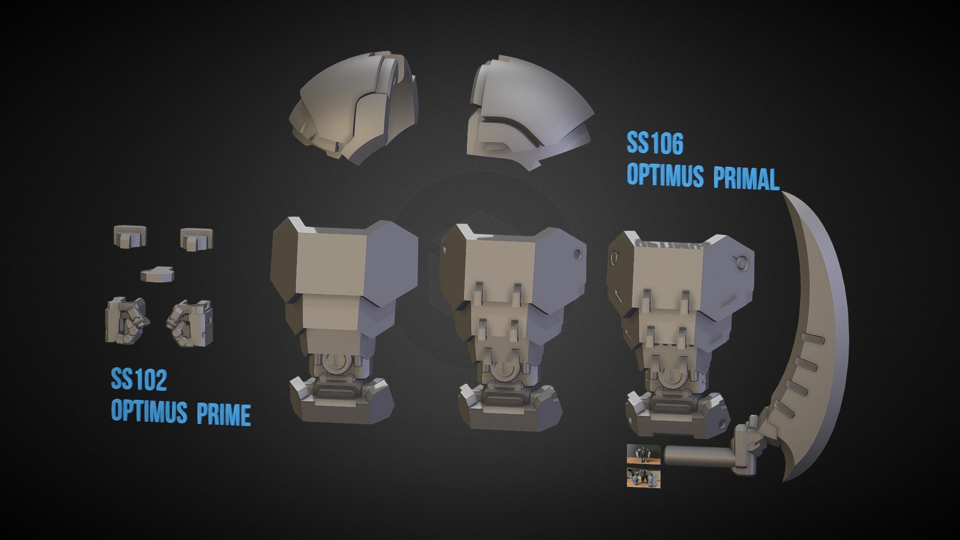 apelinq arm guard kit for Studio series 106

VIDEO  -  https://youtu.be/1M1E_CeW3ww?si=fMhgIU3A075sMX1u

Optimus Primal - Transformers -

1.1 - Add Shoulder R
1.2 - Add Shoulder 
1.3 - Add SS102 Optimus Prime Upgrade kit
2023 12 27 Add  STL format