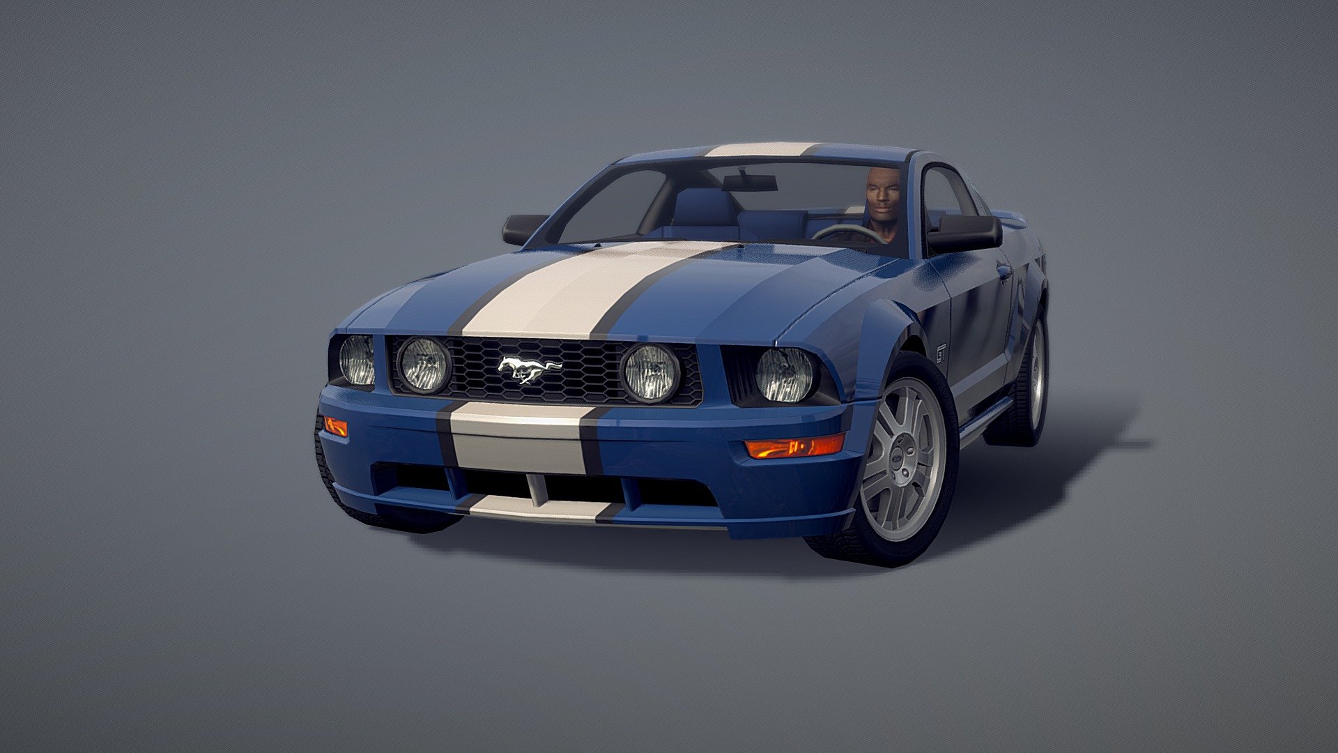Low poly model of the return of the retro styled Ford Mustang from 2005.  

Photoshop PSD files included as well as the 2005 color run options.  There are 5 interior trim colors as well, blue (as shown), brown, red, grey, and black.

A Maya 2020 file is also included with the FBX format.

Thanks for checking out my model.  Cheers!
