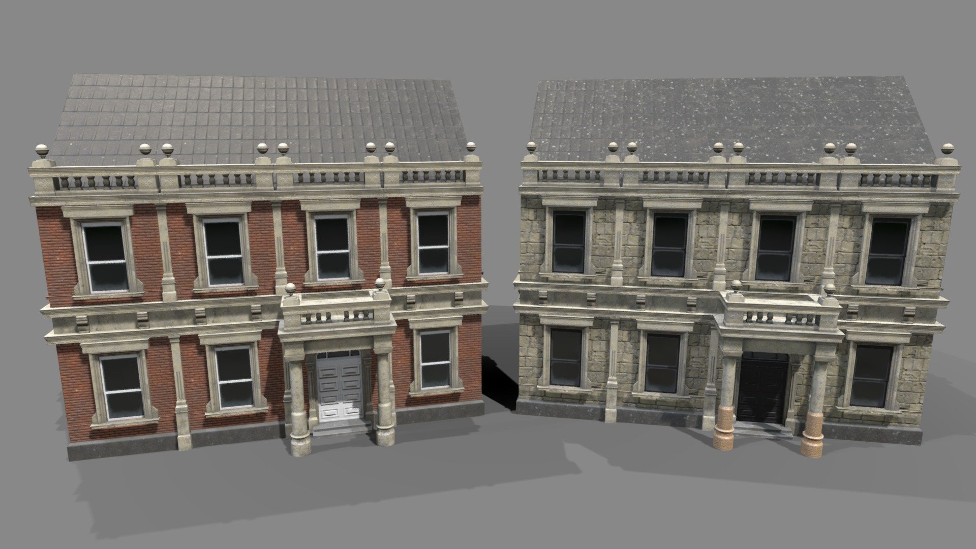 Victorian buildings.

9500 polys/11984 verts per building.

4098x4098 PBR texture set. Colour,metallic,normal.AO and roughness

UV is overlapping