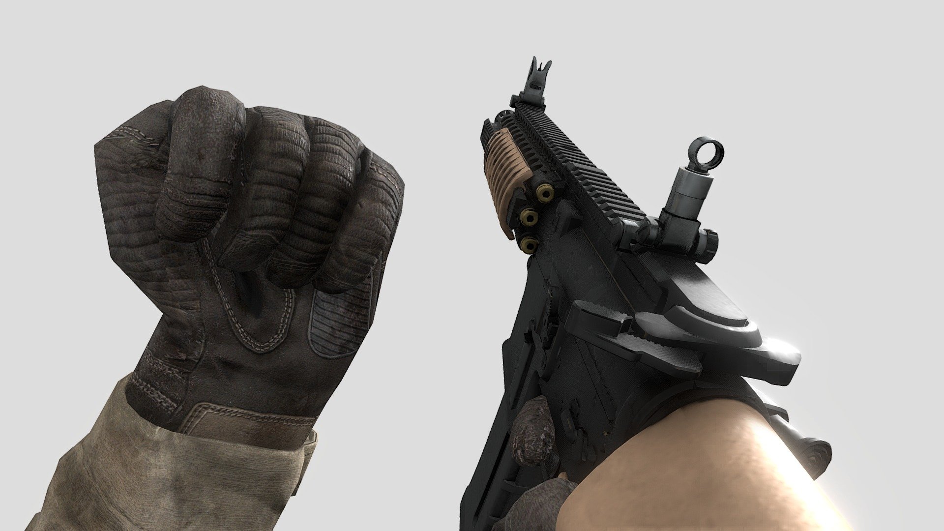 -Take
-Hide
-Shoot
-AimShoot
-Reload

Hand model from call of duty MW2