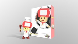 Voxel Nendoroid - Chef Toad food, fanart, figure, 3dart, nintendo, chef, toad, cgi, nendoroid_style, commission, voxels, mariobros, culinary, modeling, 3d, stylized, voxelart, 3dmodeling, mario, noai